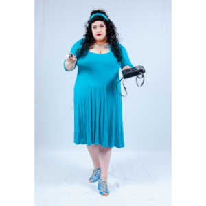 Dorian cosplaying as Deanna Troi from Star trek TNG.